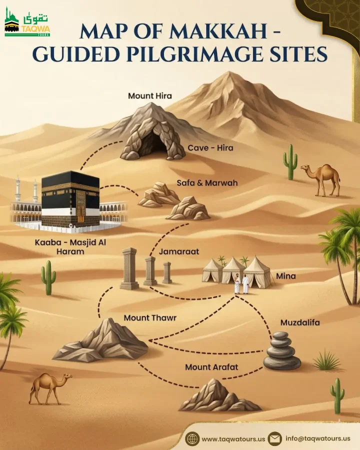 Map of Makkah - Guided Pilgrimage Sites - Taqwa Tours